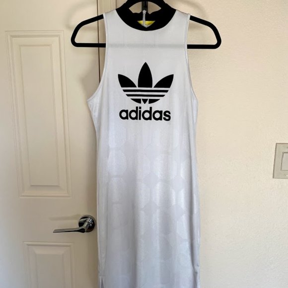 Adidas Sporty High Collar Neck Midi Slit Dress - Picture 1 of 11